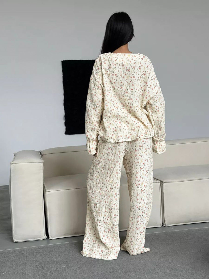 Womens Cotton Pajama Set | Loose Fit, Long Sleeve | noémi