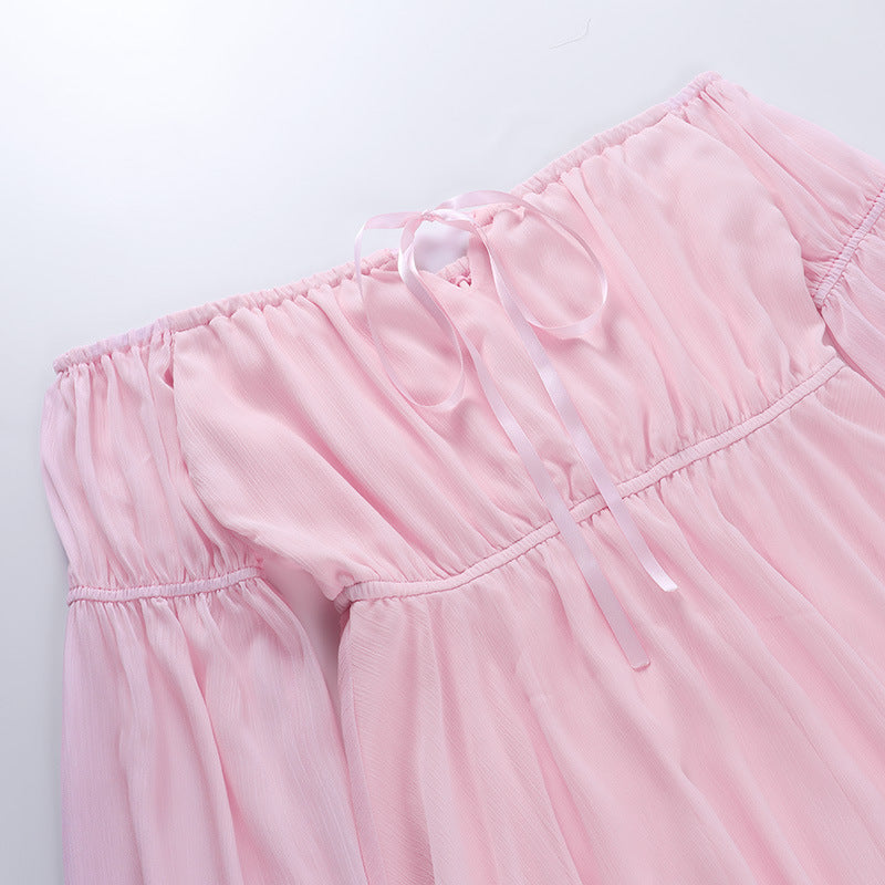 Womens Chiffon Corset Two Piece Off Shoulder Dress Set | noémi