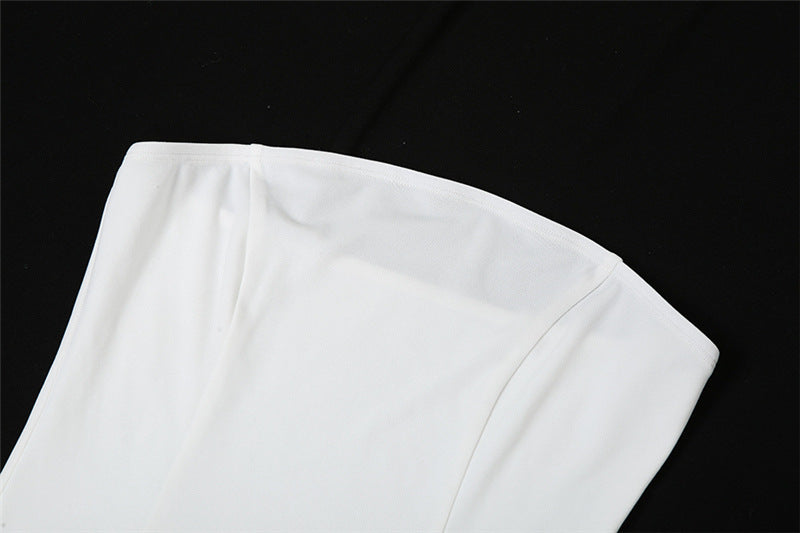 Off Shoulder Tassel Tube Top | White Strapless Vest | noémi