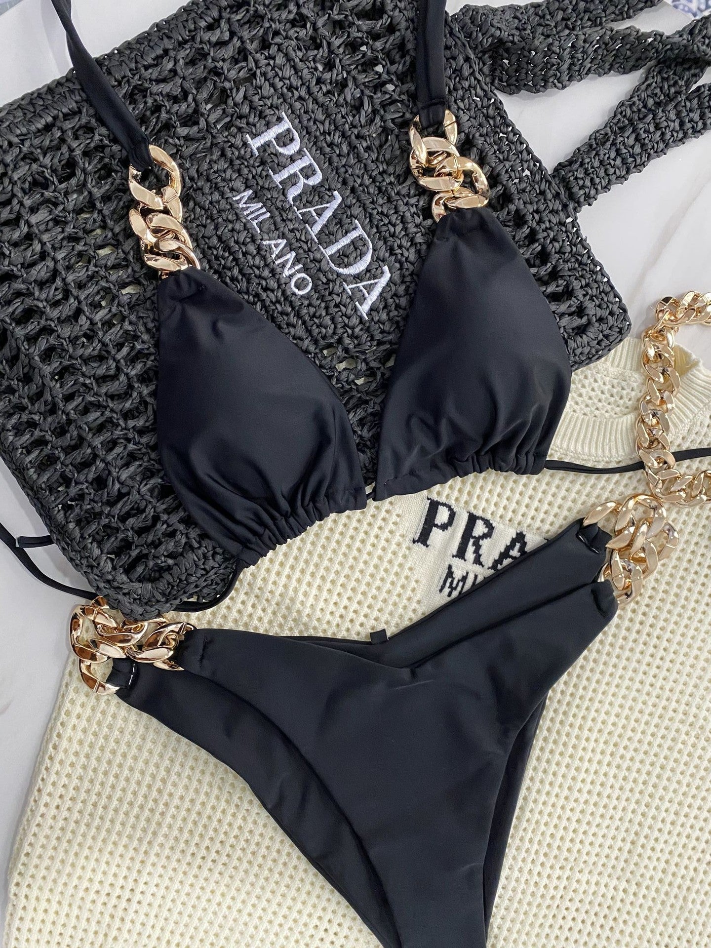 Bikini Swimsuit with Big Gold Chain Accessories | noémi