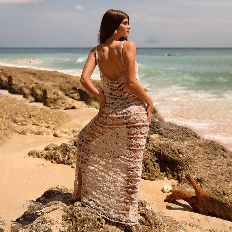 Boho Crochet Knit Beach Dress | Sleeveless Hollow Out Bikini Cover Up | noémi