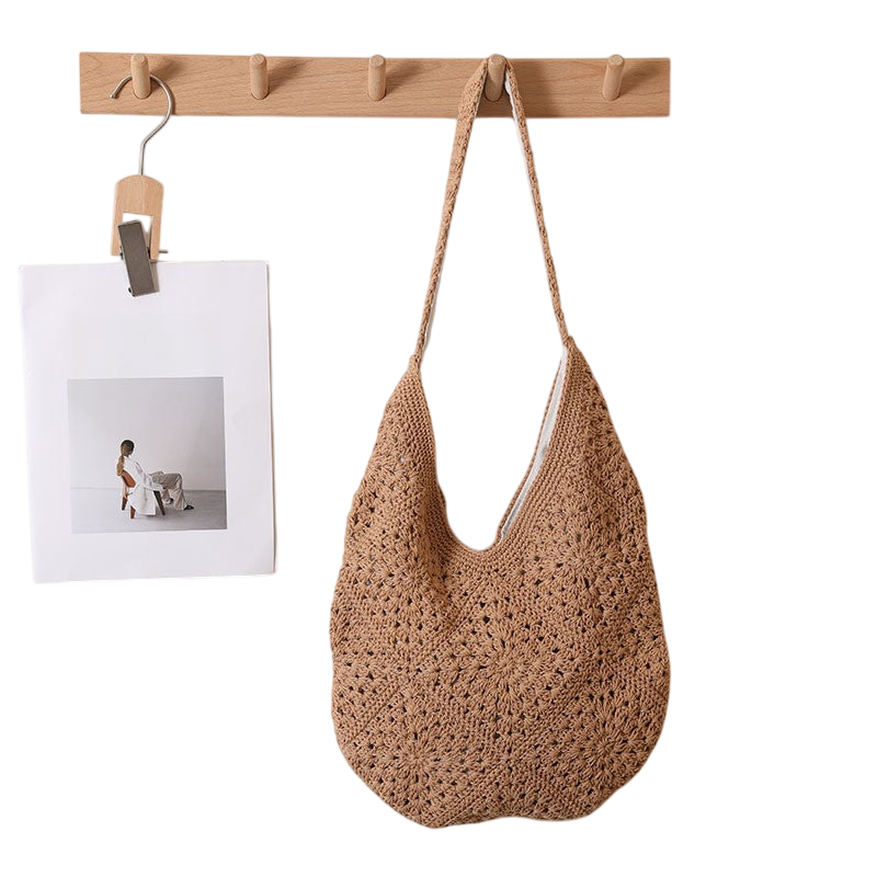 Cotton Thread One-Shoulder Grandma Plaid Coffee