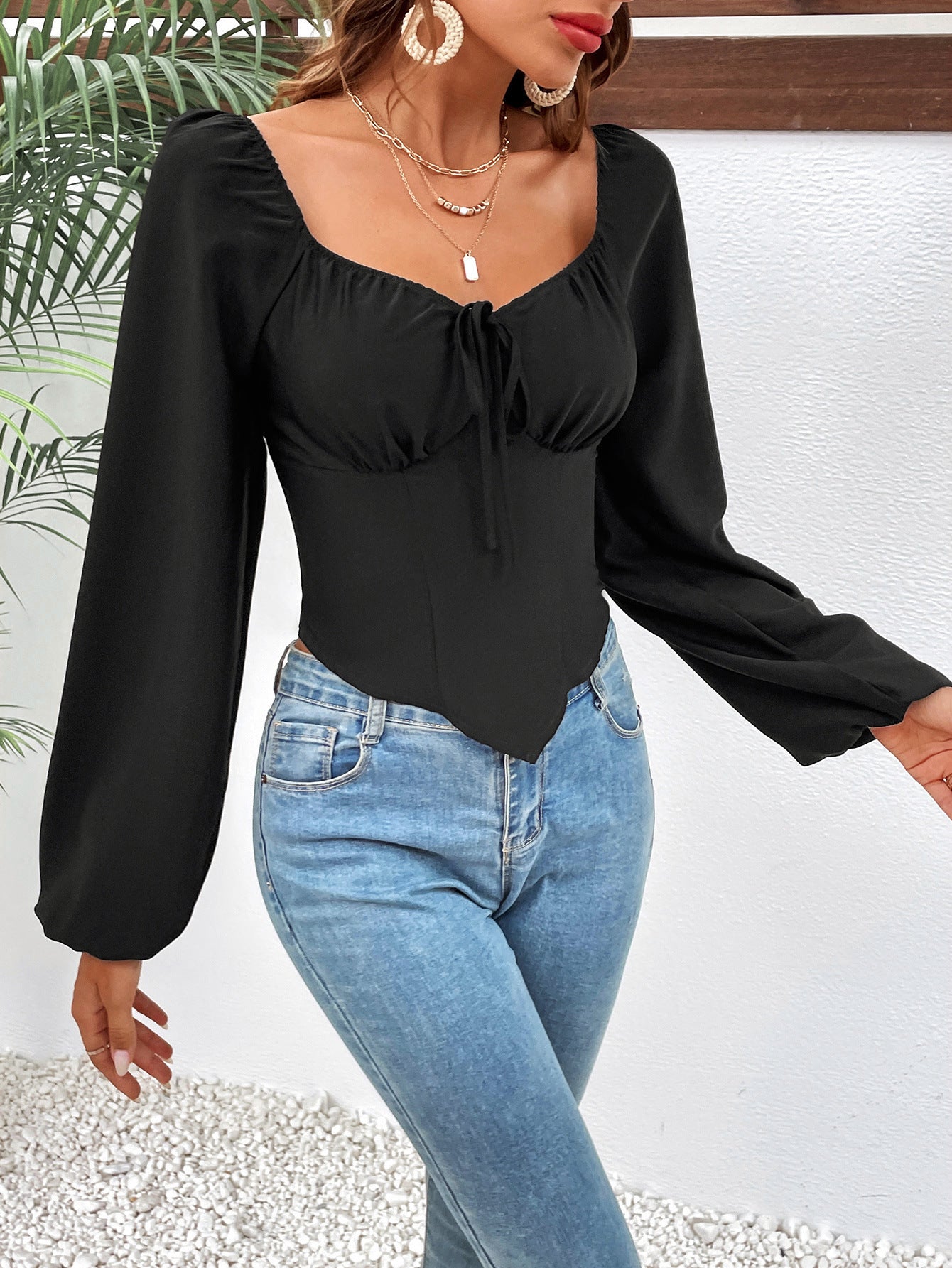 Slim Fit Puff Sleeve Shirt | Long Sleeve Blouse | noémi