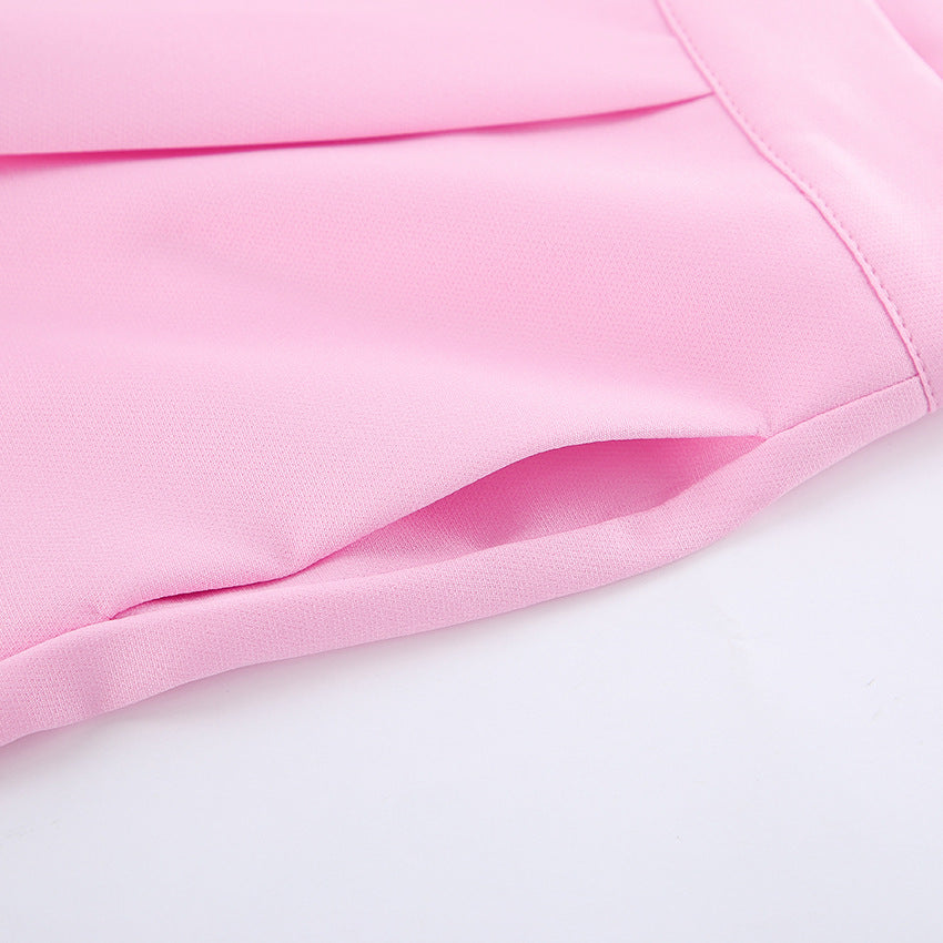 Pink Sleeveless Blazer & Wide Leg Trousers Set | Summer Two Piece Suit | noémi