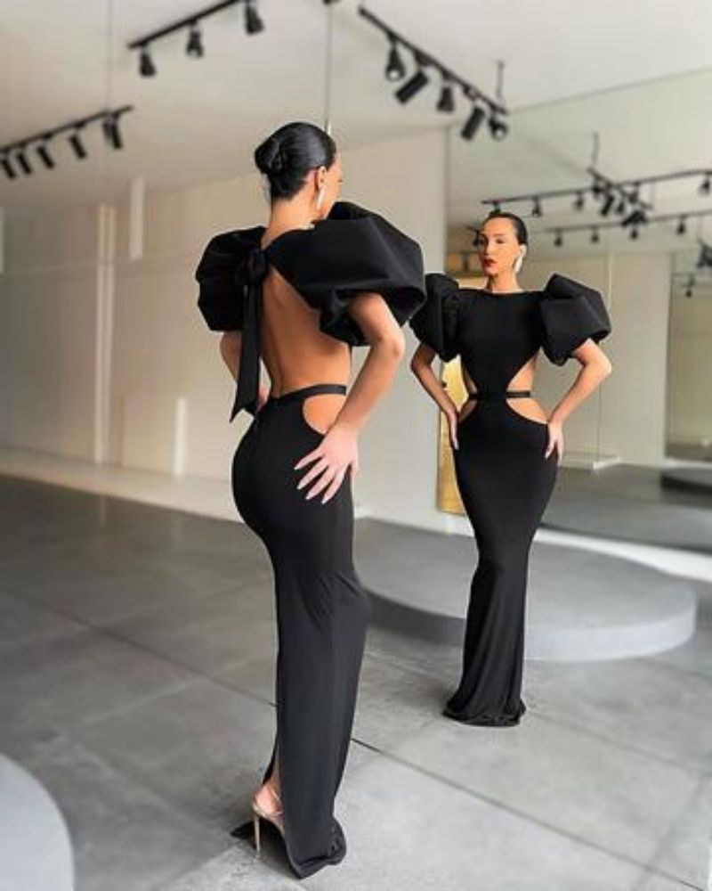 Sheath Fit Puff Sleeve Maxi Dress | noémi