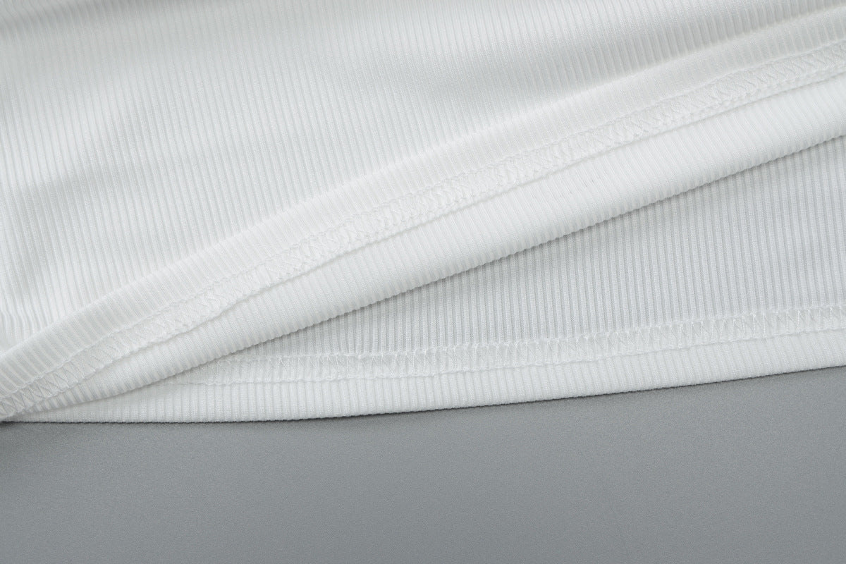 Women White Sunken Stripe VNeck Slim Top | Long Sleeve | noémi