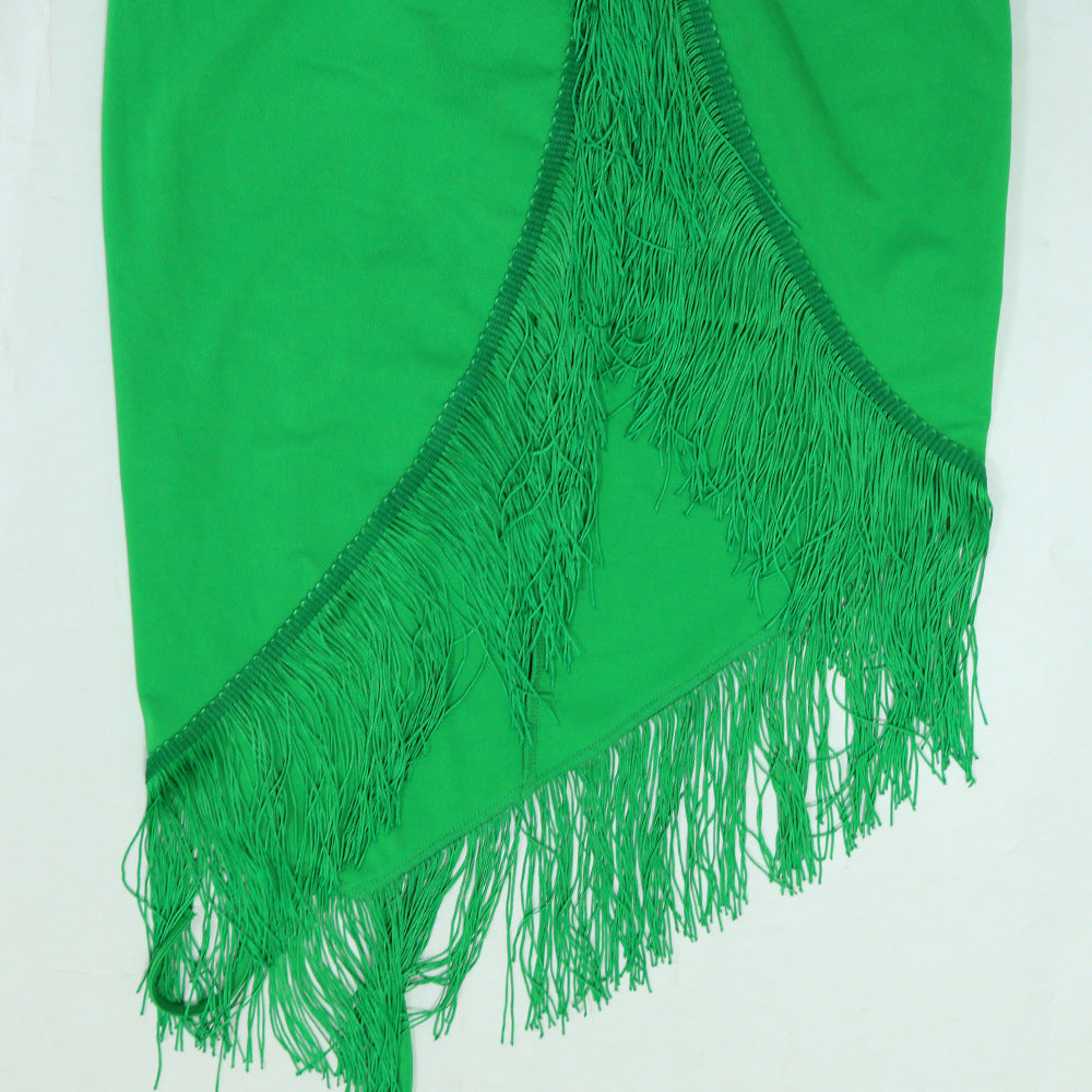 Womens Tassel Maxi Dress | Sleeveless Lace Up Bodycon Sheath | noémi