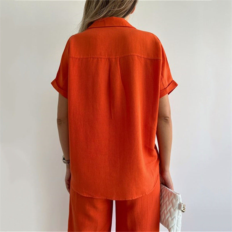 Womens Wide Leg Pants Suit with Loose Sleeve Shirt | Two Piece Set | noémi