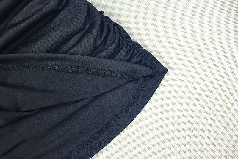 One Shoulder Cocktail Dress | Pleated Slim Fit, Solid Color, Long Sleeve | noémi