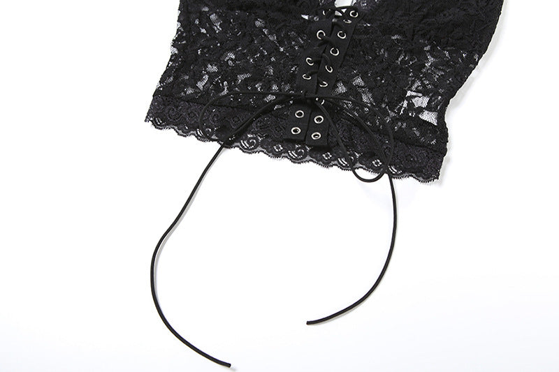 Women’s Lace Crop Top | V Neck See Through Sleeveless Blouse | noémi