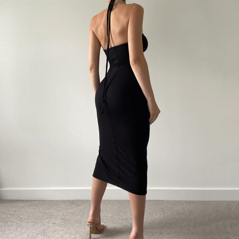 Ruched Tube Top Split Hem Dress | noémi