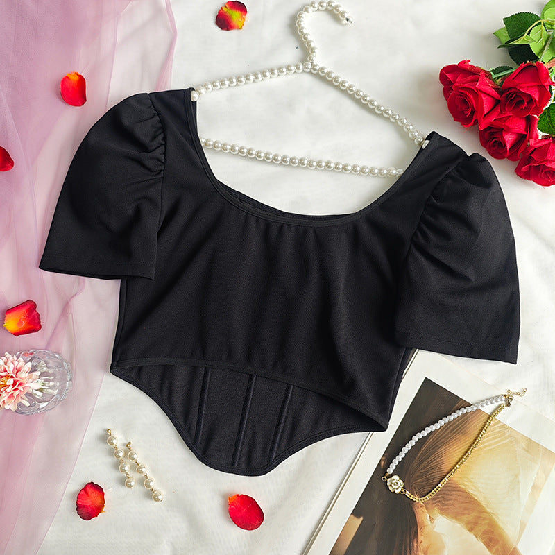 Structured Square Neck Corset Style Top with Boning Detail for Women | noémi