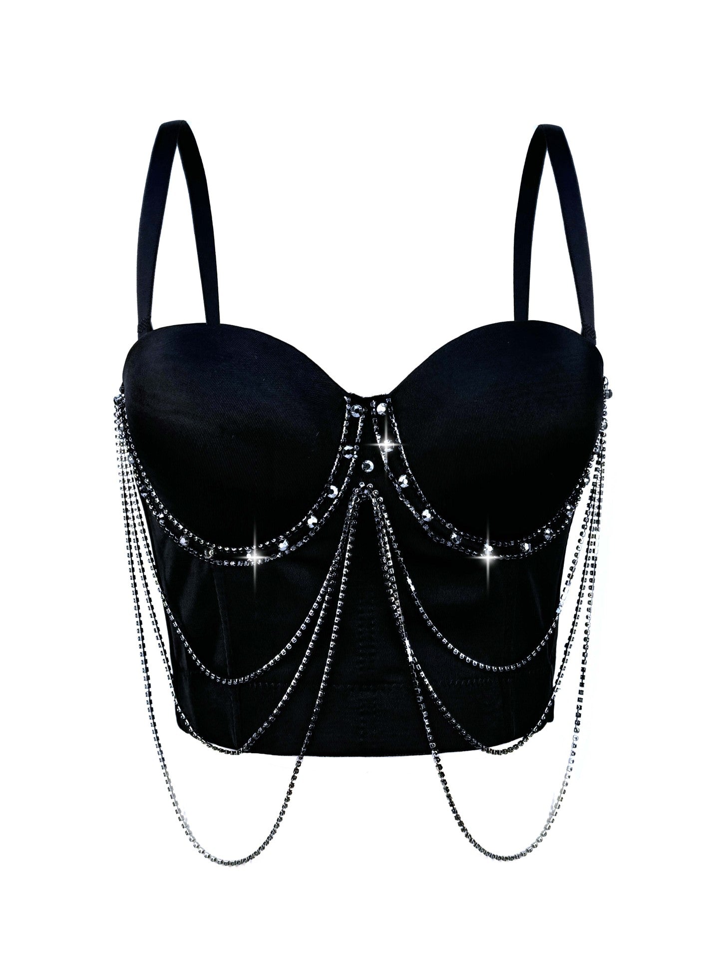 Tassel Chain Camisole | Corset Bra with Sparkling Boning | noémi `