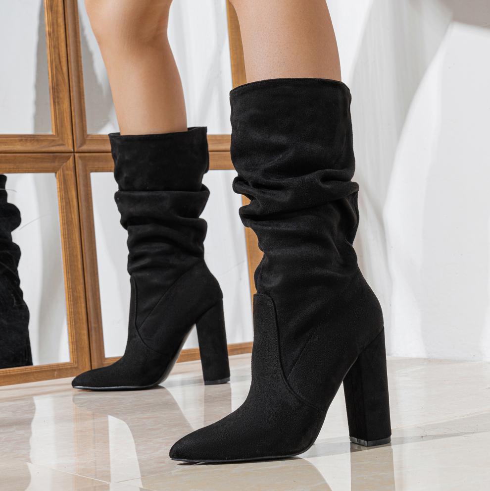 Women’s Chunky Heel High Heel Boots | Pointed Toe Winter SlipOn Boots | noémi