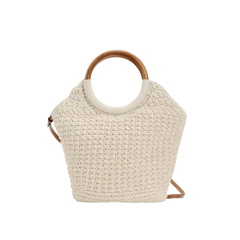 Woven Cotton Crossbody Beach Tote – Large-Capacity Boho Carryall, Natural | noémi