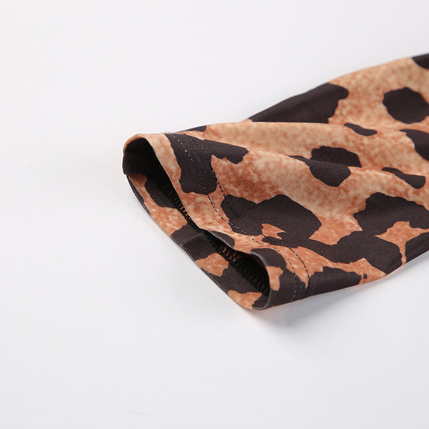 Knitted Leopard Print Jumpsuit | Long Sleeve Round Neck Slim Fit | noémi