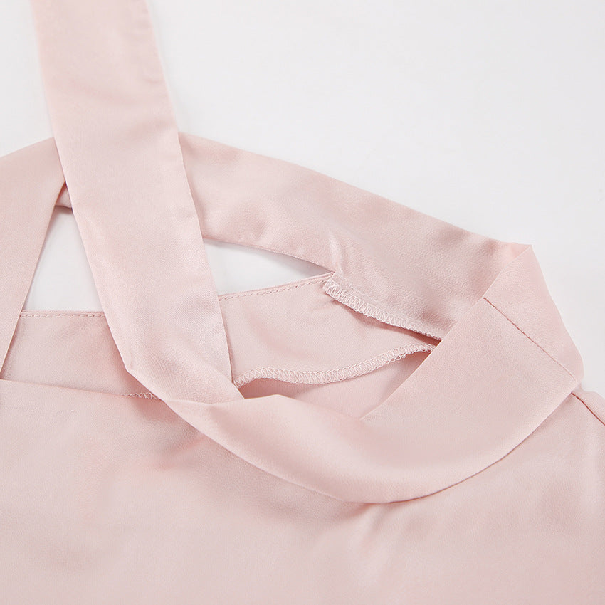 Satin Collar Strapless Long Sleeve Shirt | noémi