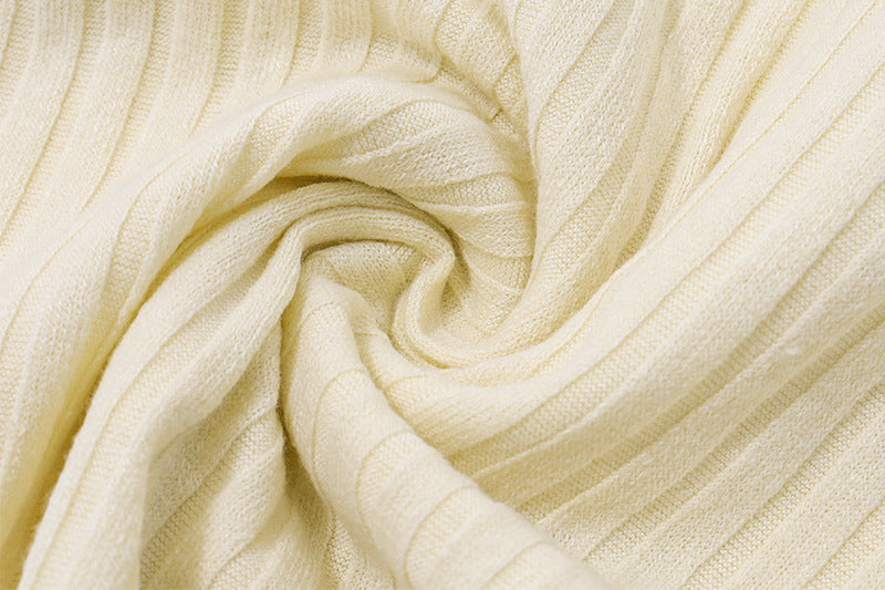 Ribbed Crossover Knit Top | Long Sleeve Fitted Crop Sweater | noémi