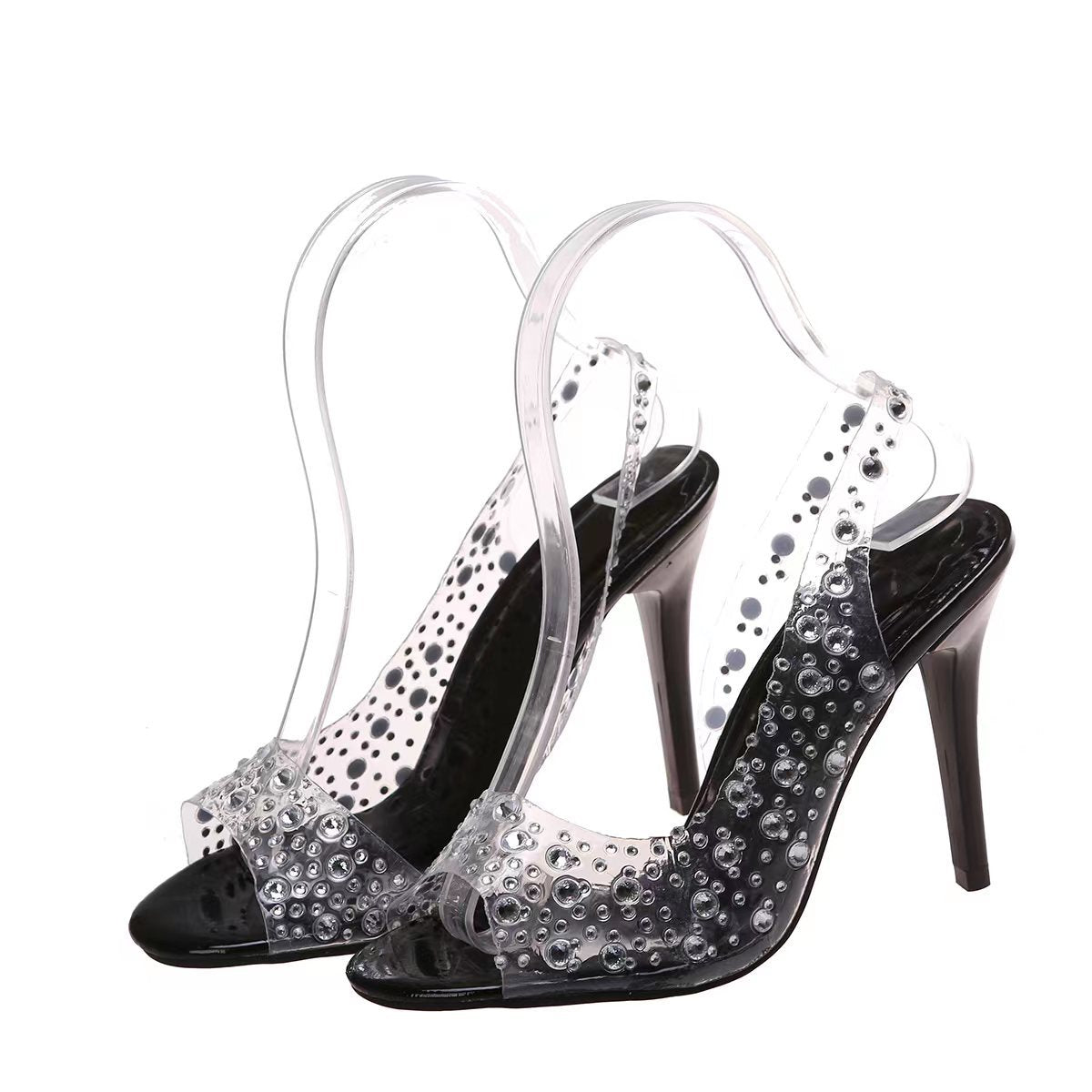 Womens Rhinestone Pointed Toe High Heels | Crystal Clear Stiletto Sandals | noémi