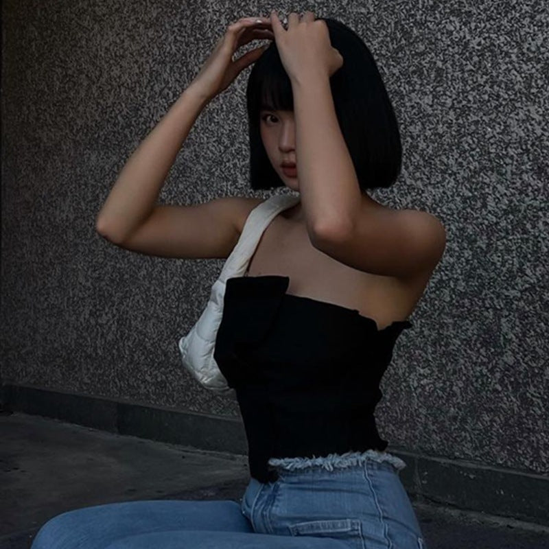 Womens Two Piece Patchwork Tube Top | Off Shoulder, Sleeveless Summer Vest | noémi