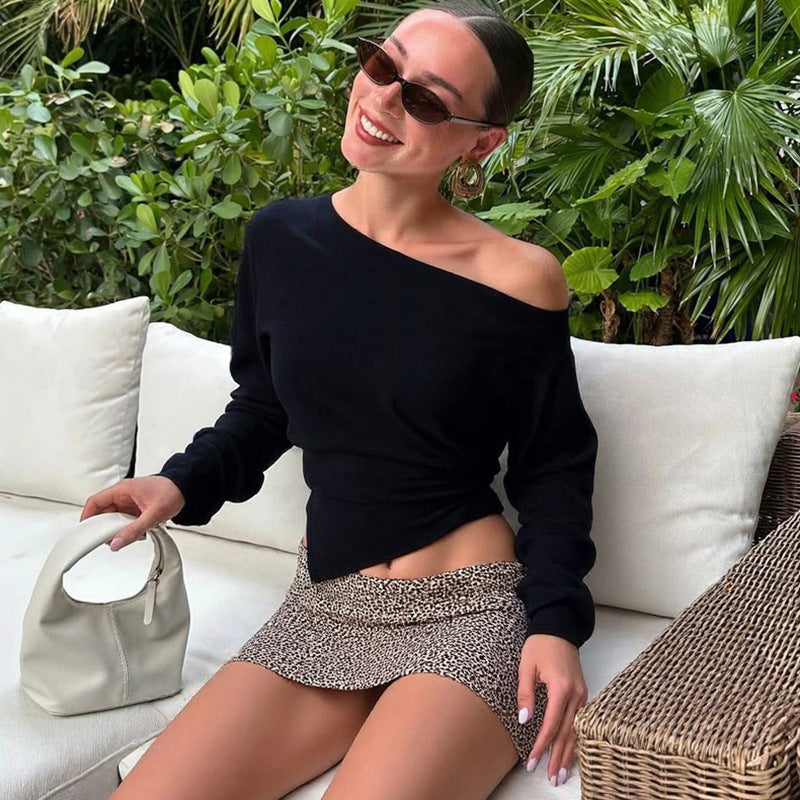 Off Shoulder Long Sleeve Top | Slim Fit, Stretch Knit | noémi
