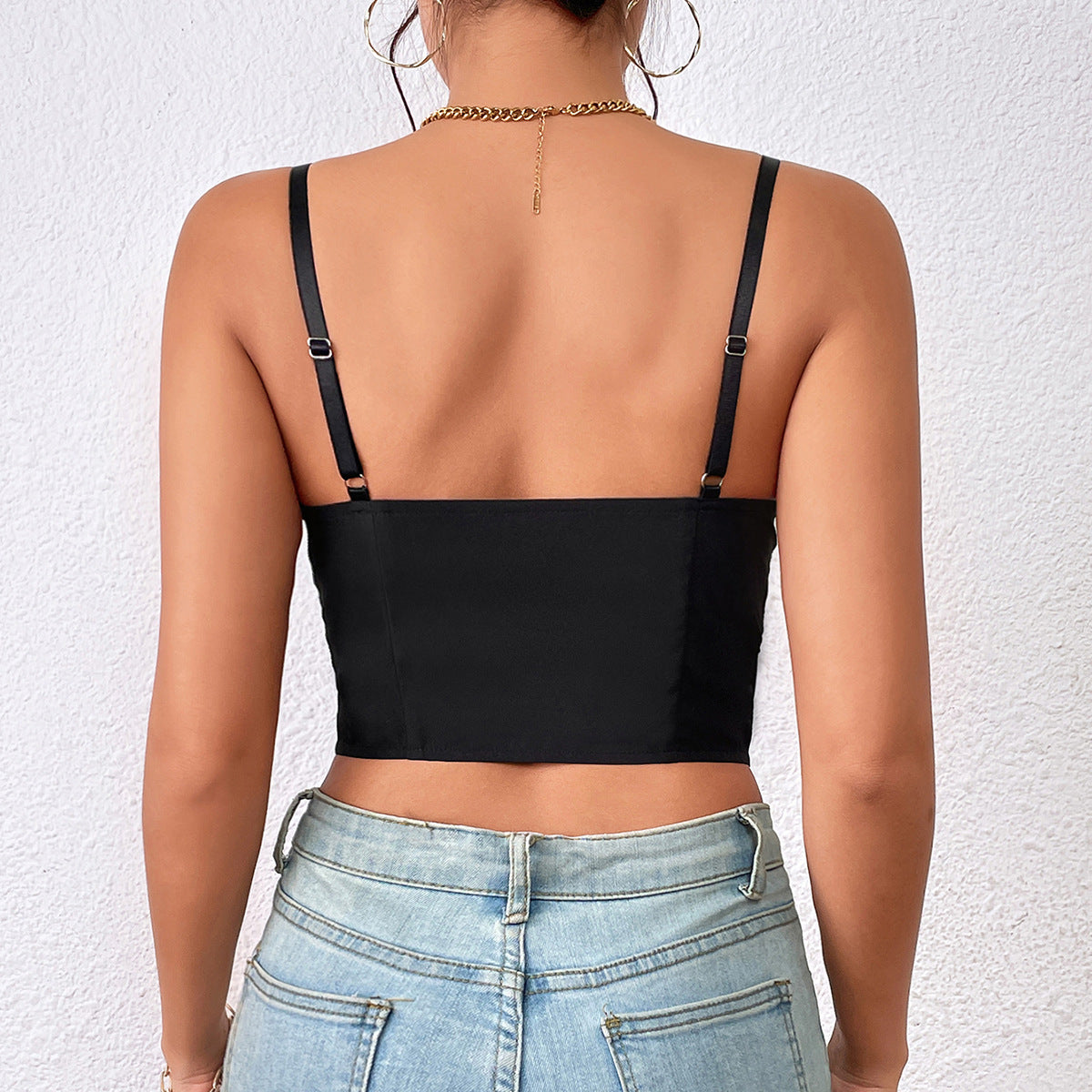 Slim Lace Up Corset Top with Boning & Button Detail | noémi