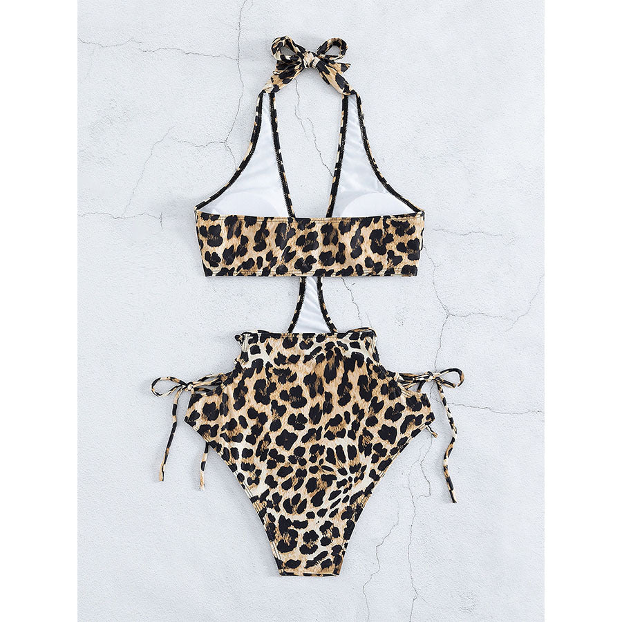 Leopard Print One Piece Spaghetti Strap Design Swimsuit for Women | noémi