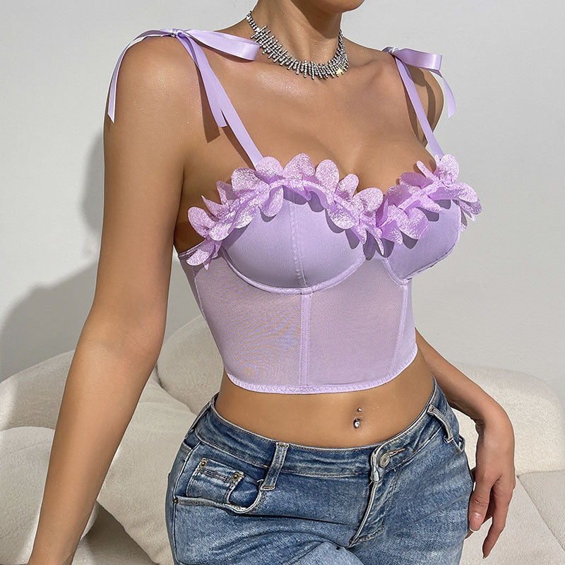 Floral Print Boning Corset Tube Top with Cropped Fit for Women | noémi