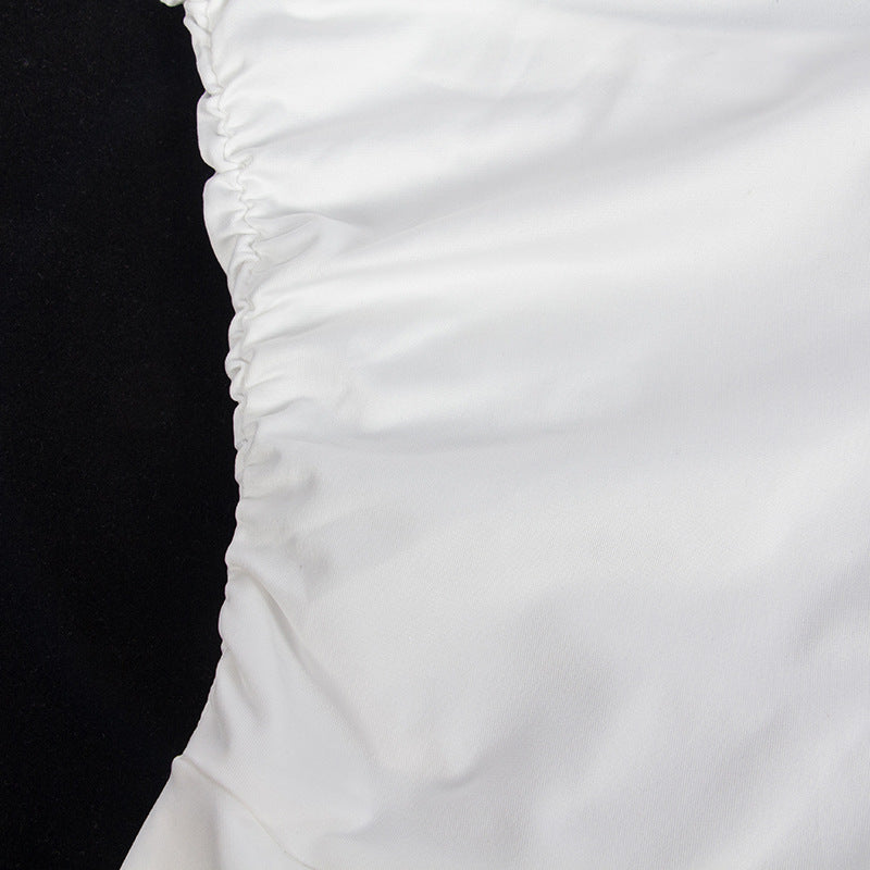 White Ruched Halter Mini Dress | Skirt, Stretch Fit | noémi