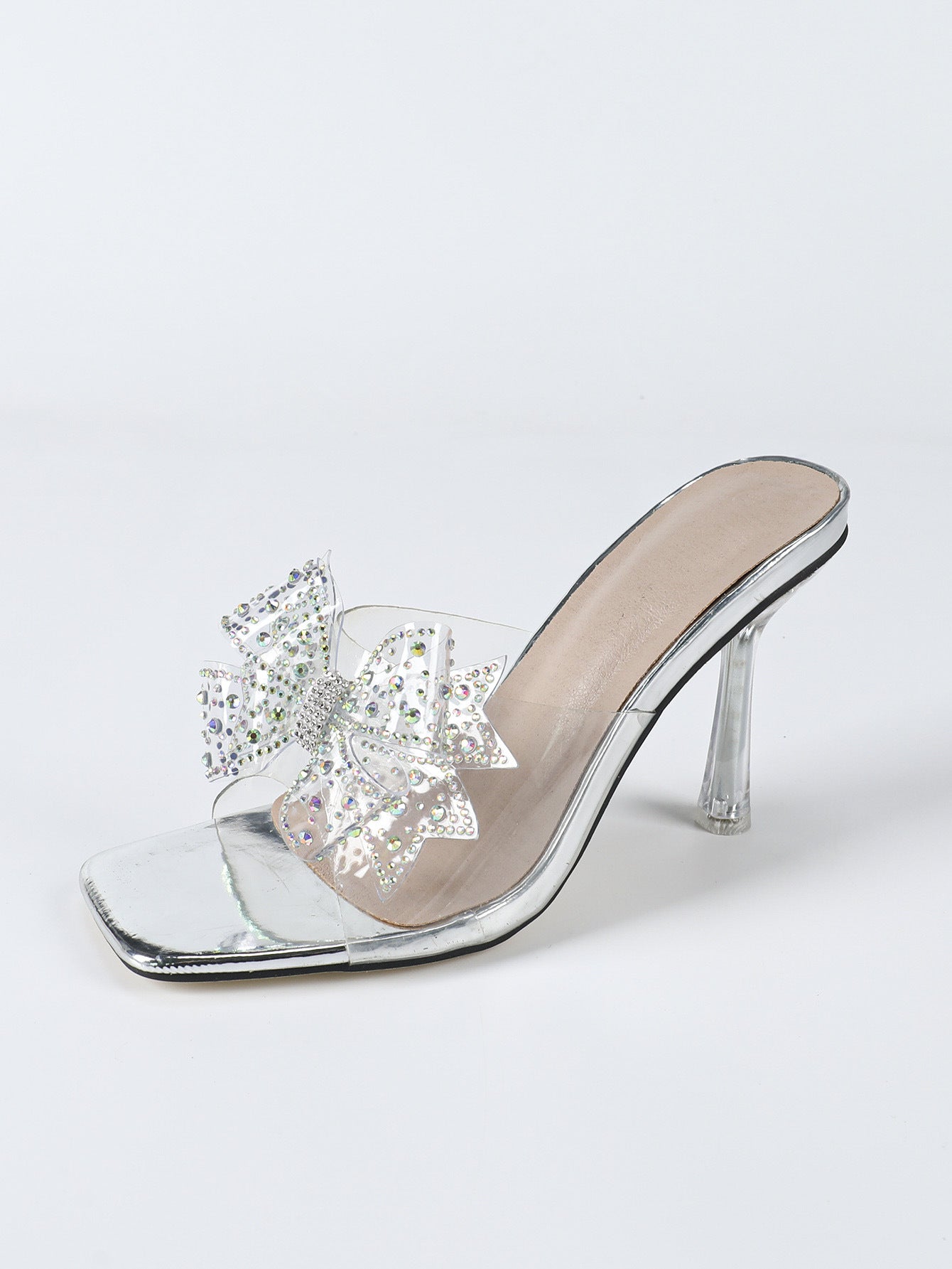 Transparent Crystal Bow Heels | 9cm Square Toe Stiletto | noémi
