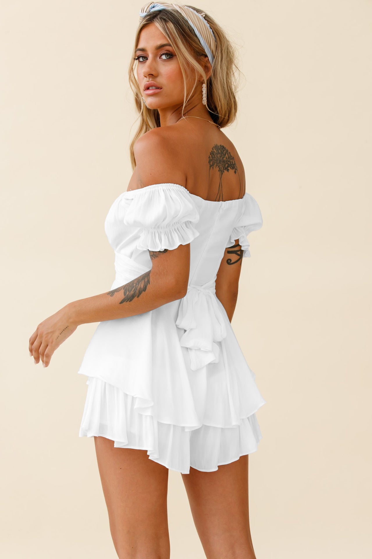 Off Shoulder Ruffle Sleeve Romper | OnePiece | noémi