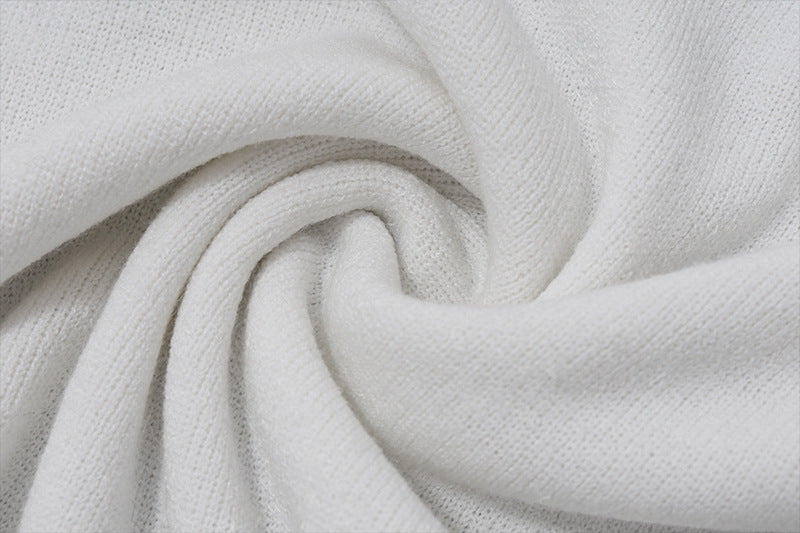 White Off Shoulder Ribbed Knit Top | Long Sleeve Crop Sweater | noémi