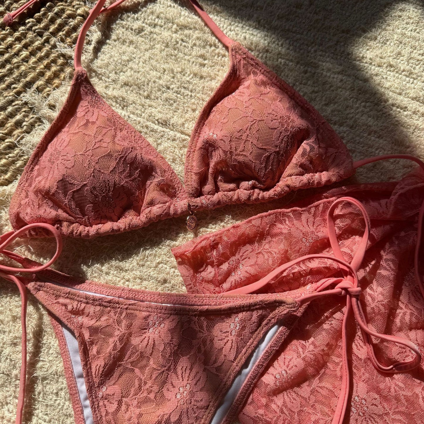Lace Three Piece Bikini Set with Mesh Skirt | noémi