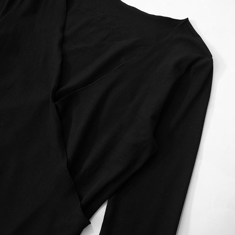 Women Deep V Neck Long Sleeve Waist Fitted High Slit Dress | noémi