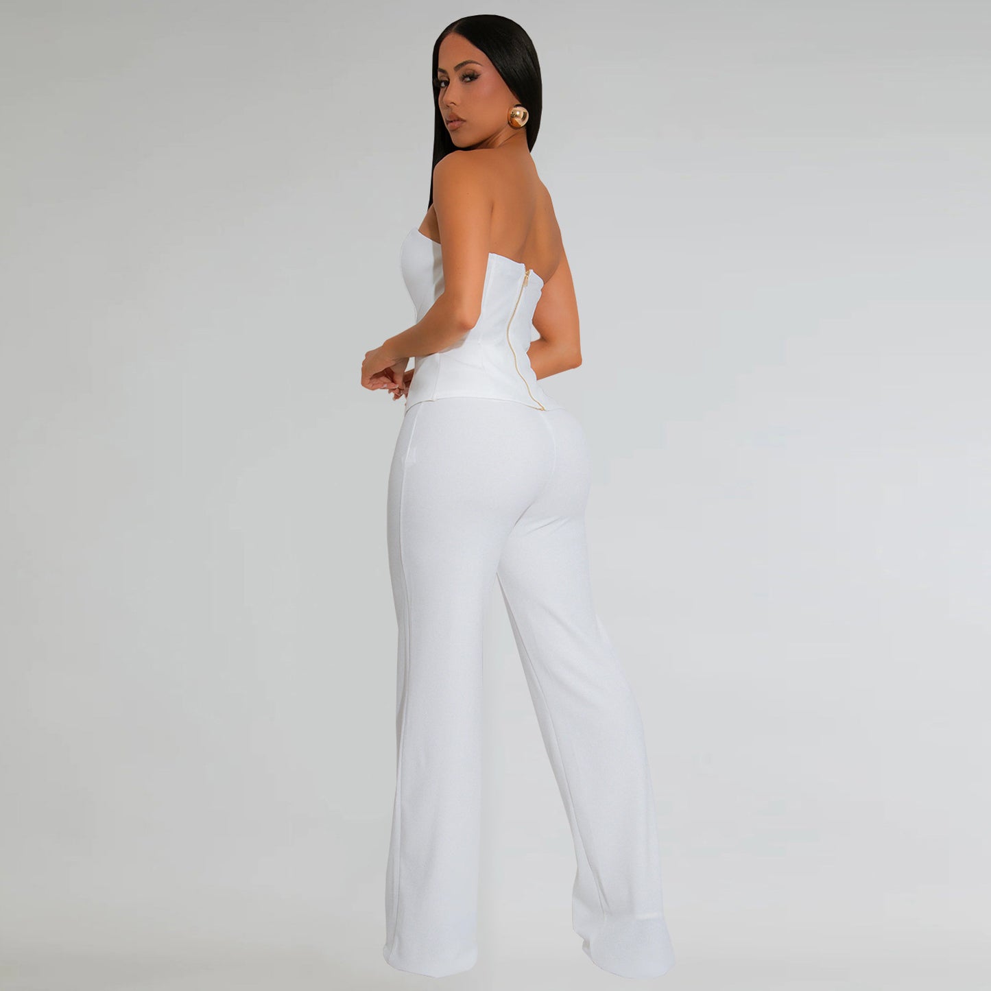 Tube Top & Gold Buckle Wide Leg Pants Set | 2 Piece Statement Outfit | noémi