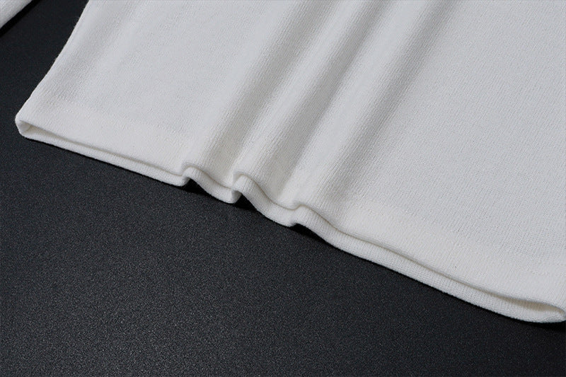 White Off Shoulder Ribbed Knit Top | Long Sleeve Crop Sweater | noémi