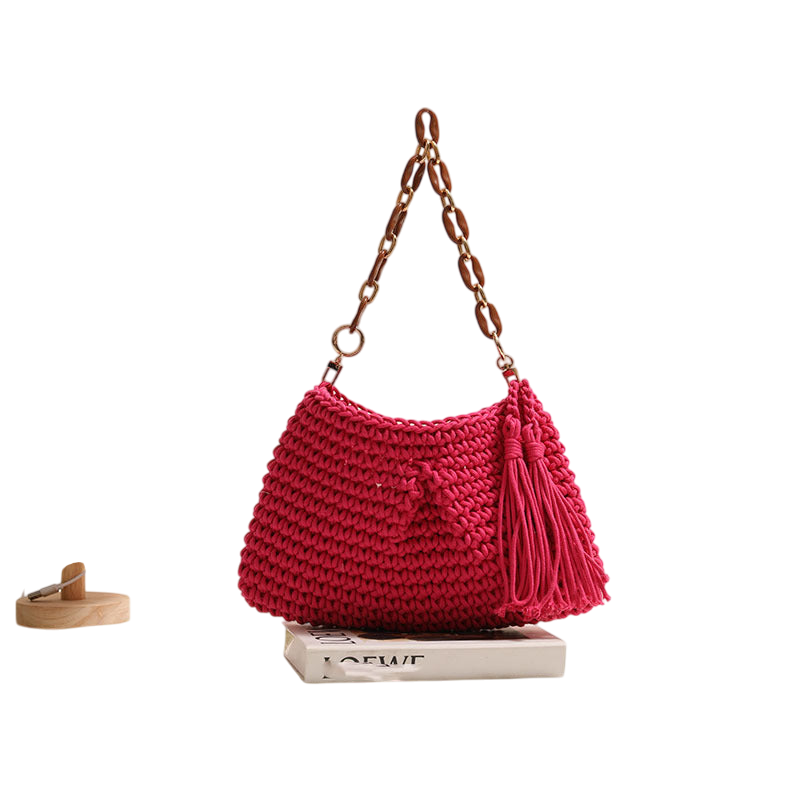 Clip Tassel Rose Red