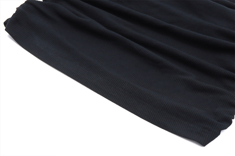 Ruched Stretch Camisole | Black Ribbed Tank with Adjustable Spaghetti Straps | noémi