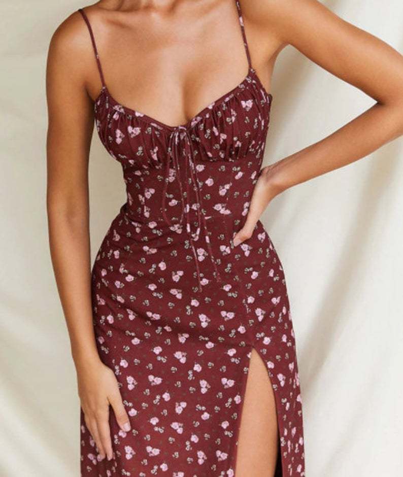 Floral Print Backless Sling Sheath Dress For Women | noémi