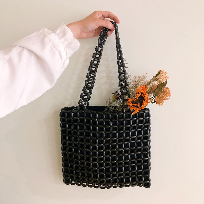 Retro Beaded Shoulder Bag | Handmade, Hollow Out, All Match Aesthetic Purse | noémi