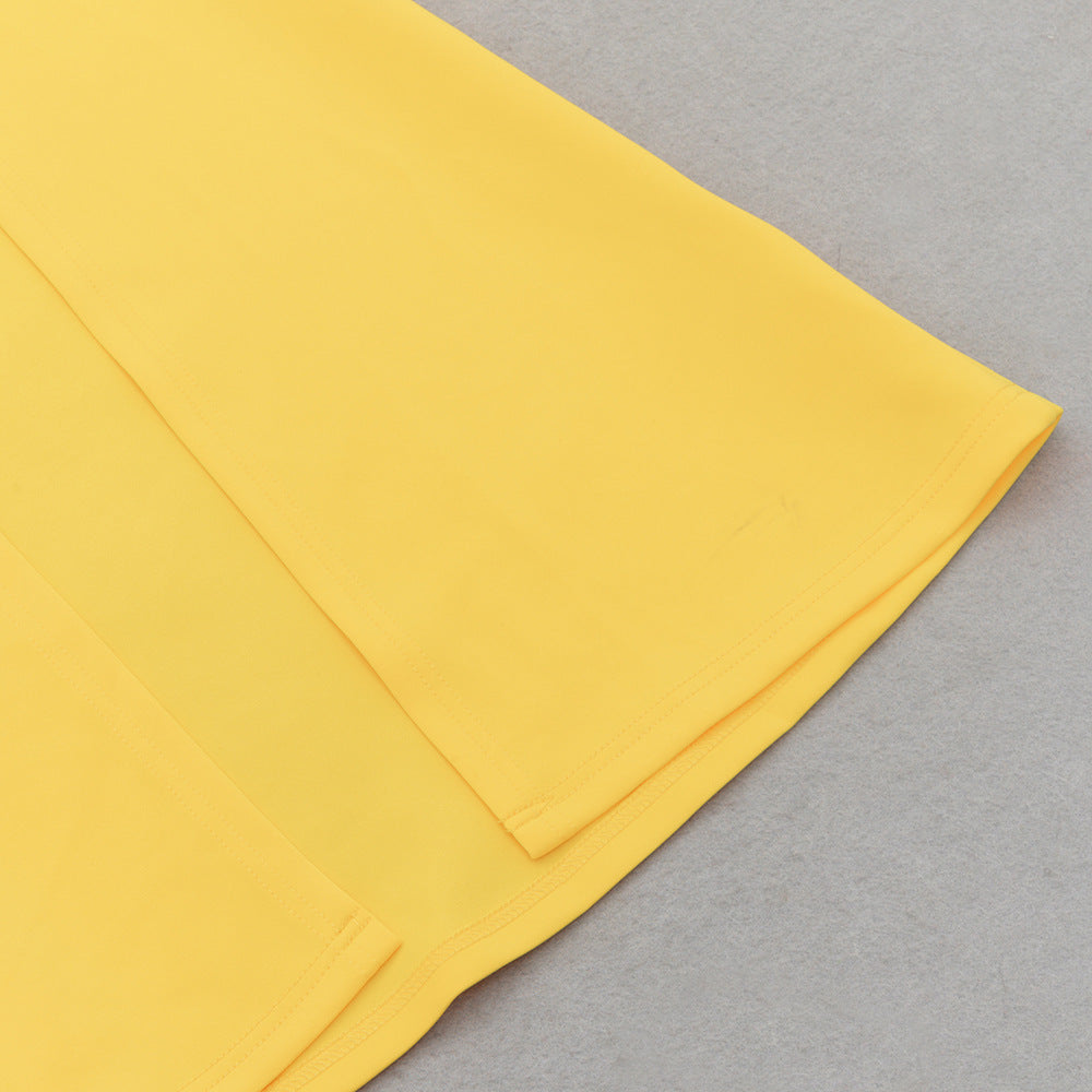 One Shoulder Diagonal Collar Split Hem Bodycon Dress | noémi