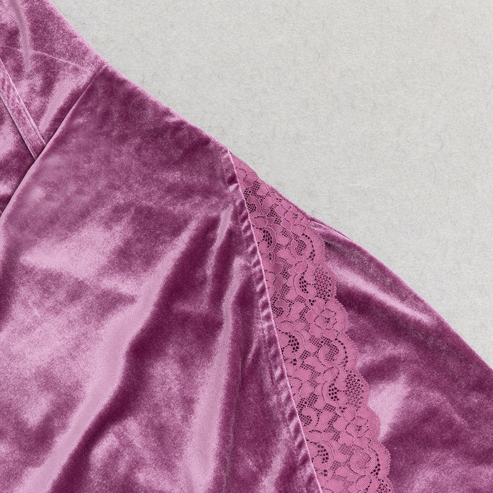 Lace Trim Strap Dress with Side Slit and Shoulder Detail | noémi