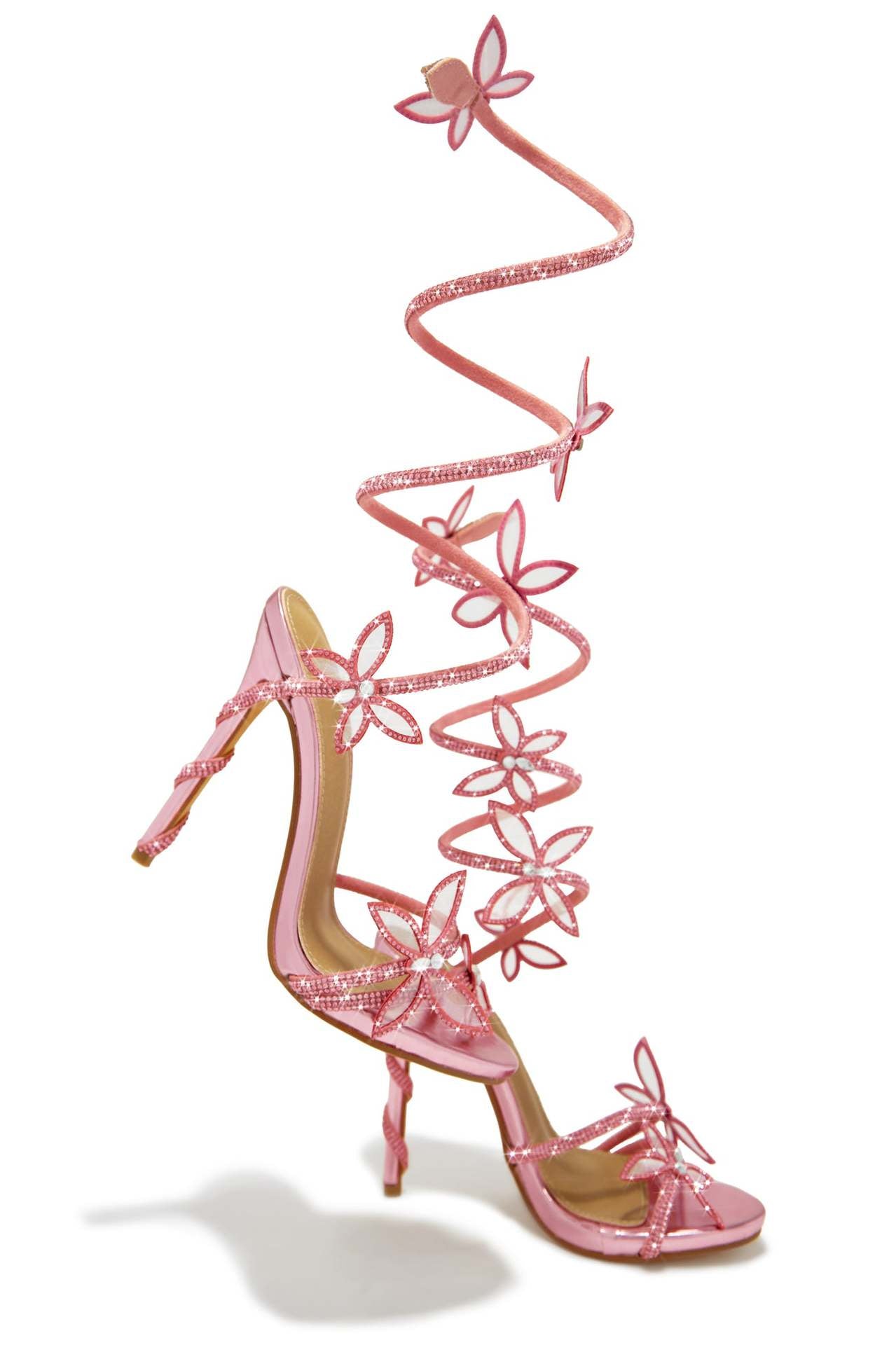 Butterfly Lace Up Heels | Crystal Embellished, Stiletto Sandals | noémi