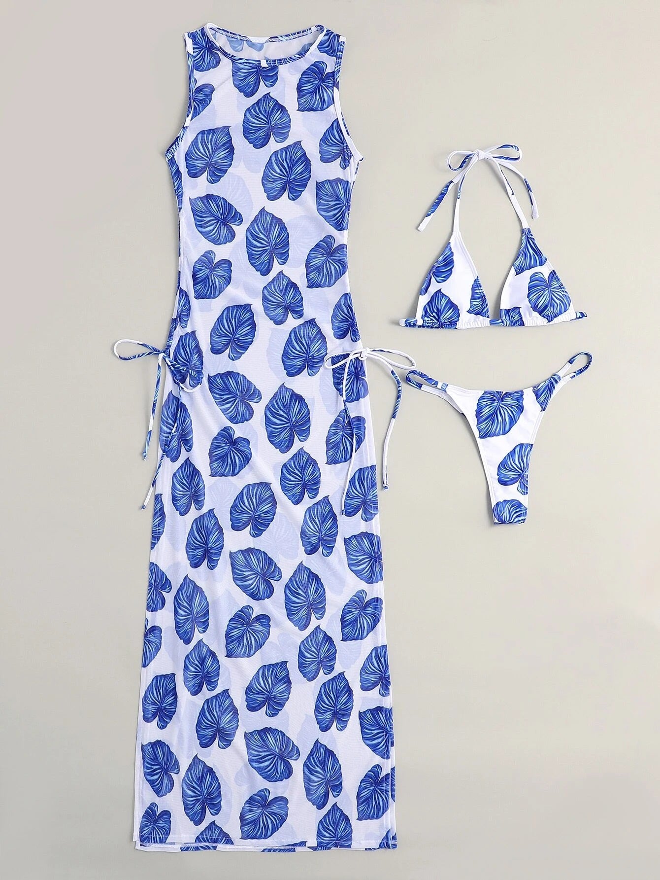 Bikini Set | 3 Piece Swimsuit with High Slit Skirt | Split Thong Bikini | noémi