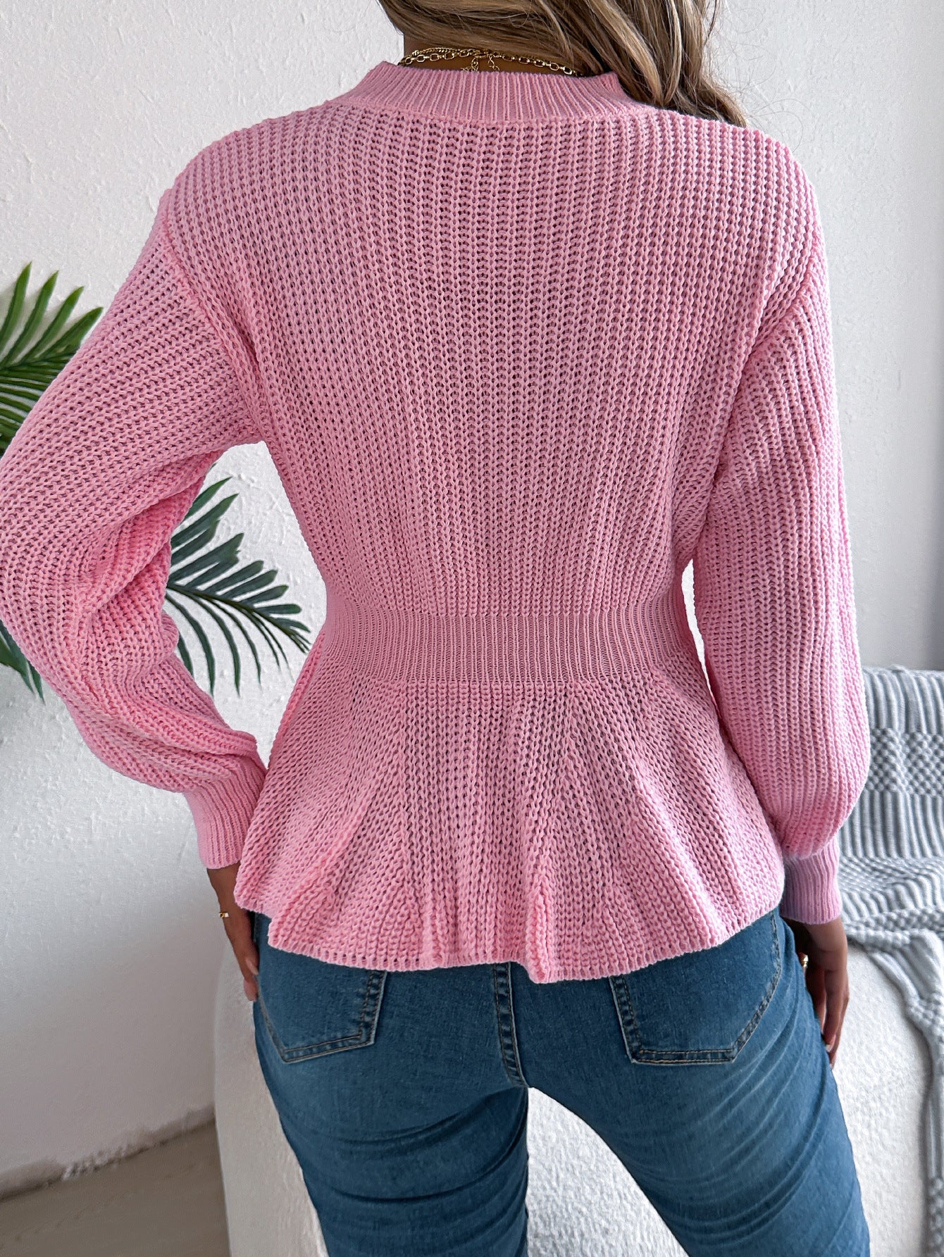 Womens Sweater | Twist Waist Ruffle Pullover | Long Sleeve Knit Top | noémi