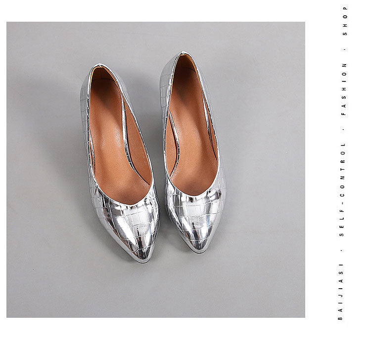 Women's Pointed Toe Wedge Heels | Patent Leather & Mirror Metallic Pumps | noémi