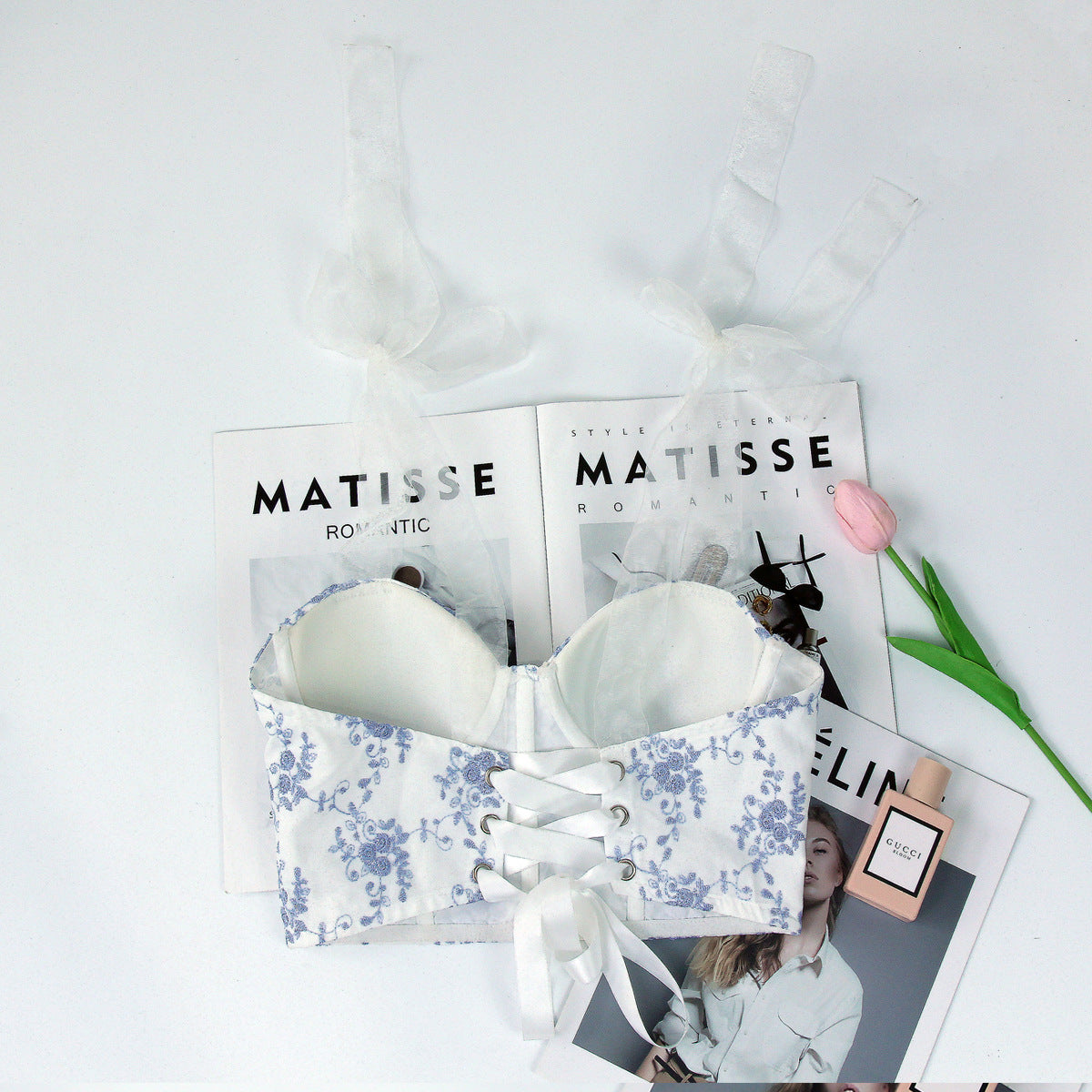 Backless Cotton Corset Vest with Boning and Adjustable Spaghetti Straps | noémi