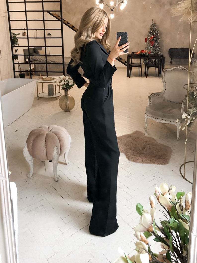 Women’s Tailored Jumpsuit | Long Sleeve Slim Fit, Elegant Tuxedo Style | noémi