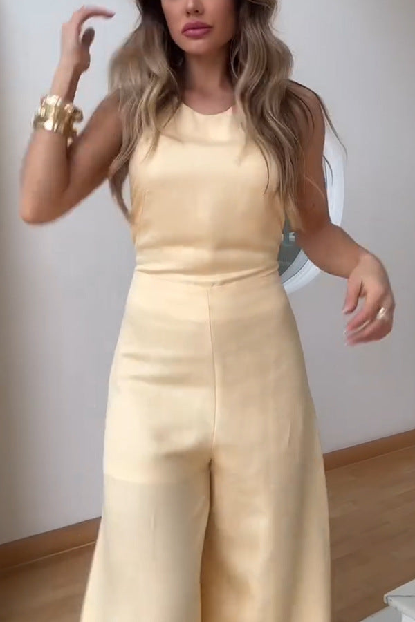 Sleeveless Wide Leg Jumpsuit | Summer Casual, Backless Design | noémi