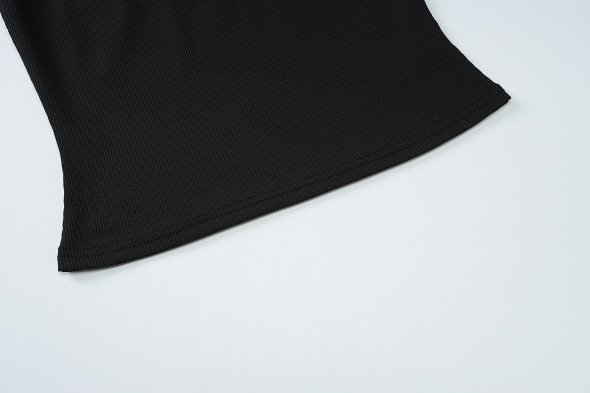 Ring Strap Ribbed Tank Top | Cutout Halter Crop | noémi